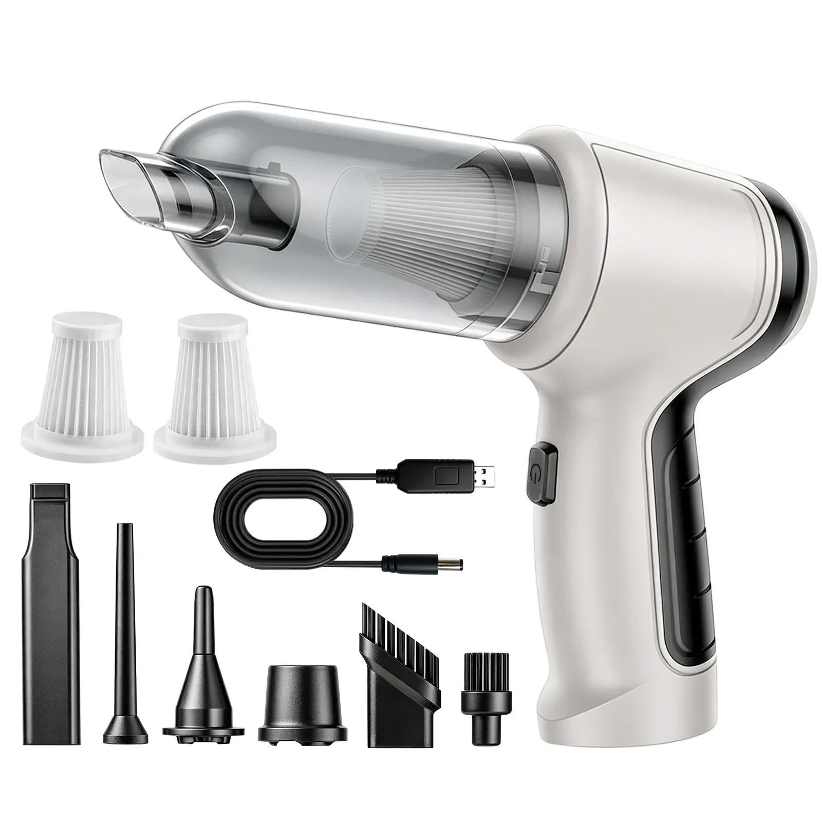 4-in-1 powerful Cordless Handheld Vacuum, Portable Wireless Mini Vacuum Cleaner, Rechargeable Blowing & Suction Vacuum Cleaner with  two filters and multiplenozzles, Ultra-Light for Car, Home, Desk, Keyboards,Pet, Lightweight Cordless Vacuum Cleaner