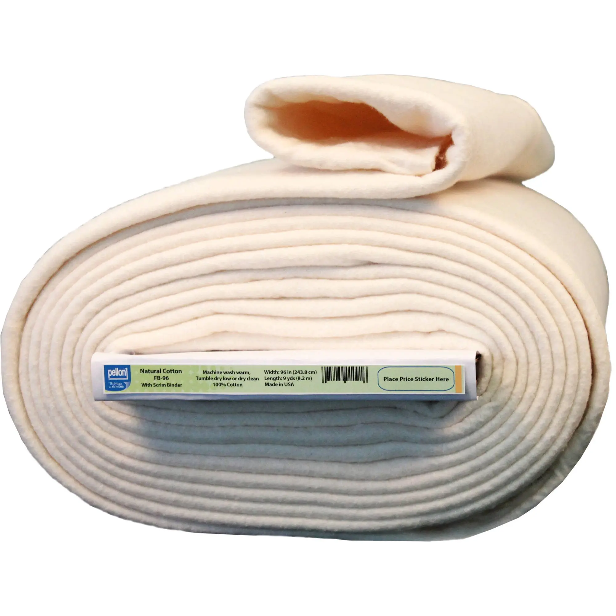 Natural Cotton Batting with Scrim, Off-White, 96in x 9-Yard Quilting Batting Bolt for DIY Needlework Projects Pellon