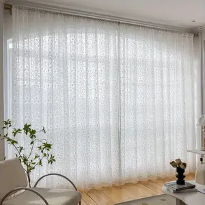 2pcs Luxury Modern European Lace Window Curtain, Ready-To-Install Rod, Hand Wash Only, Suitable for Living Room Bedroom, Four Seasons Farmhouse Style