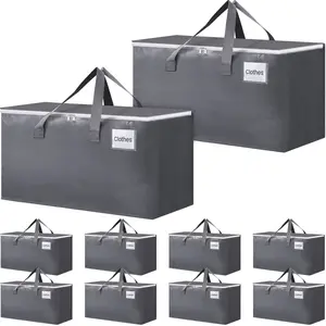 Large Moving Boxes with Zippers & Handles Moving Supplies with lids, Heavy Duty Totes for Storage Bags for Space Saving, Fold Flat, Moving and Storing 76L, 10 Pack