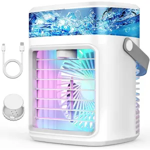 Portable Air Conditioners, Fast Cooling Evaporative Personal Air Cooler with 3 Wind Speeds, 2/4H Timer, 7 Color Lights, Mini Air Conditioner, USB Portable AC Unit Fan for Bedroom Office Camping Car