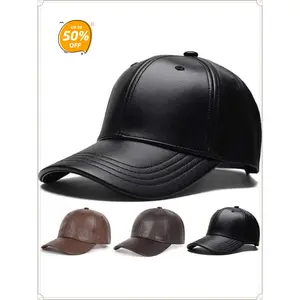Baseball Cap Unisex Men Women Baseball Cap Pu Leather Hip Hop Snapback Caps for Men Women Baseball Caps Adjustable