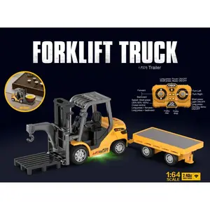1:64 Mini Remote  Engineering Truck Set - Forklift, Dumper, Excavator, Rechargeable  Engineering Trucks with  Lights & Sounds,  , boy gift,  forklift, Hydraulic  construction,  truck, rc toy, control car kid
