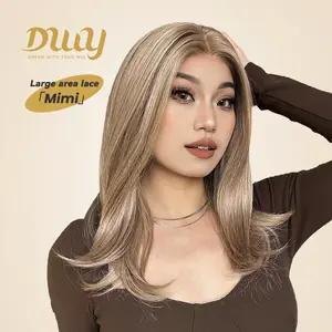 Mimi C- DWY 13×6 Lace Front Free Part Mid-Length Straight Blonde Glueless Synthetic Wig for Women 18 Inches