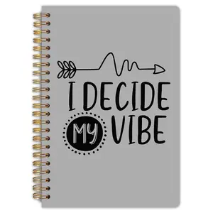 Minimalist motivational spiral notebook, with dimensions of 5.5 x 8.3 inches. It features high-quality grid paper, a sturdy spine, and is suitable for student notes, classroom use, office supplies, and as a gift for stationery.