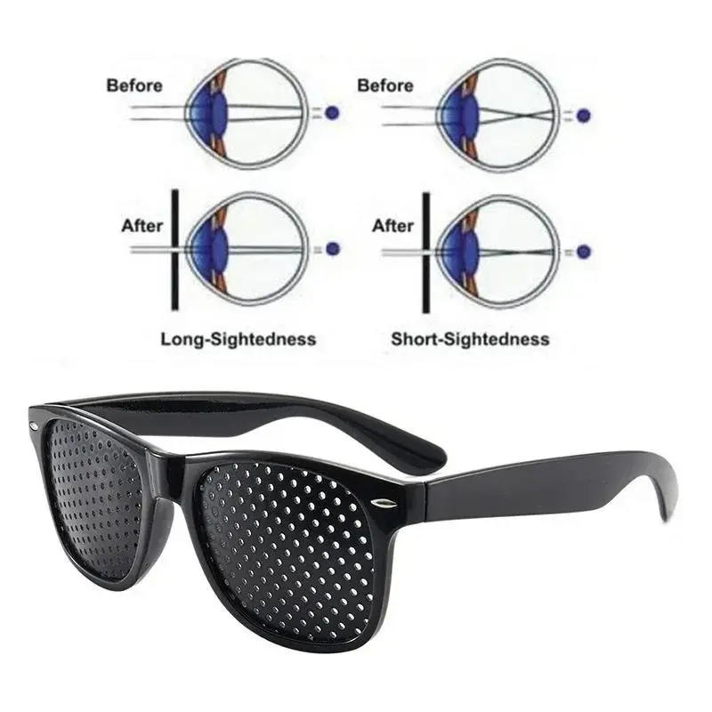Unisex Full-Rim Pinhole Glasses with Black Frame - Full-Rim Shape, Anti-Myopia, Astigmatism Support, Strabismus Correction, Vision Focus & Clarity Improvement, Eye Fatigue Relief, Everyday Use Party Gift