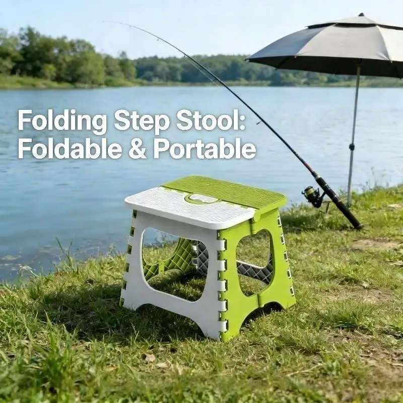 2026 New Foldable Step Stool, Multifunctional Thick Plastic Portable Ladder, Indoor Non-Slip Weight Bearing Small Bench, Space Saving Home Kitchen Balcony Bedroom Helper, Folding Step Stool, Portable Collapsible Stool