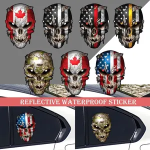 Skull Decal-Premium Skull Stickers forTrucks and Cars-American Flag Stickerswith Red Reflective Eyes Skull - Cool andUnique Sniper Stickers and Decals withMilitary Graphic