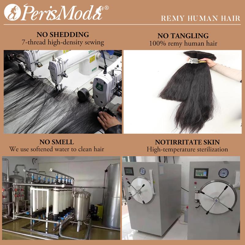 15A PerisModa Kinky Straight Bundles Human Hair Weave Yaki Straight Bundles 12-32 Inches Remy Hair 4C Extensions Set 100% Unprocessed Brazilian Virgin Hair Natural Color For Black Women