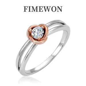 Fimewon Rose Flower Promise Ring, Rose+White Gold Elegant Dainty Ring, Perfect Valentine's Day Gift For Her，valentines gifts for girlfriends,engagement rings,accessories for women engagement rings marquise engagement rings toe rings signet ring