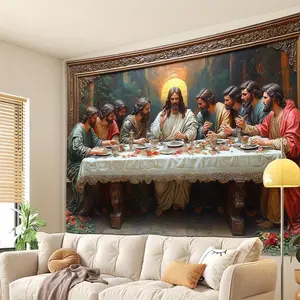Vintage 3D The Last Supper Tapestry Wall Hanging for Living Room, Bedroom, Office - Polyester Home Decor Without Electricity