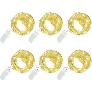Household daily necessities 6 Pack Fairy Lights Battery Operated, 3m/10ft 30 LED Silvery Copper Wire, for Home Bedroom Flowers Gifts Wedding Party Christmas Decoration
