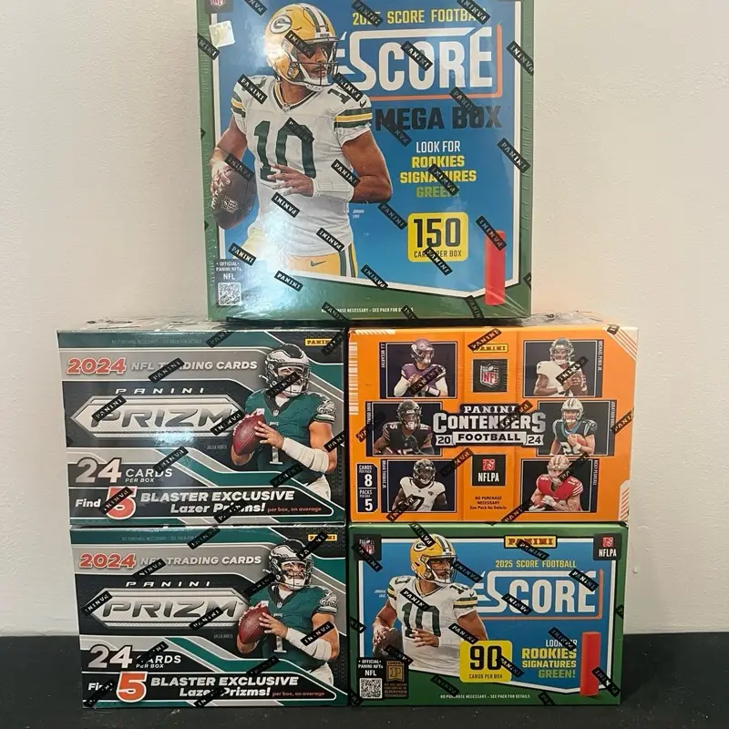 PYT 147- (1) 2025 Score Mega Boxes (1) 2025 Score Blaster (2) 2024 Prizm Blasters (1) 2024 Contender Blaster