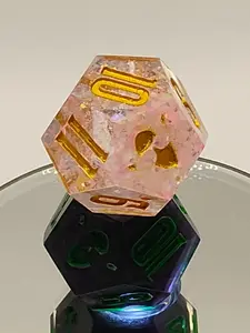 Daggerheart Twin d12 Dice by Critical Role – Blushglitter Hope & Verdant Ink Fear