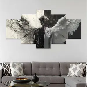 Angel Pattern Canvas Painting, 5 Counts/set Modern Wall Art Painting, Wall Art Decor for Home Living Room Bedroom Office, Ornaments