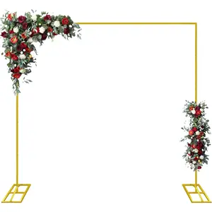 6.6FTx6.6FT Wedding Arch Backdrop Stand Square Rectangular Arch Frame Balloon Arch Stand for Wedding Birthday Baby Shower Bridal Shower Photography Decoration(Gold)