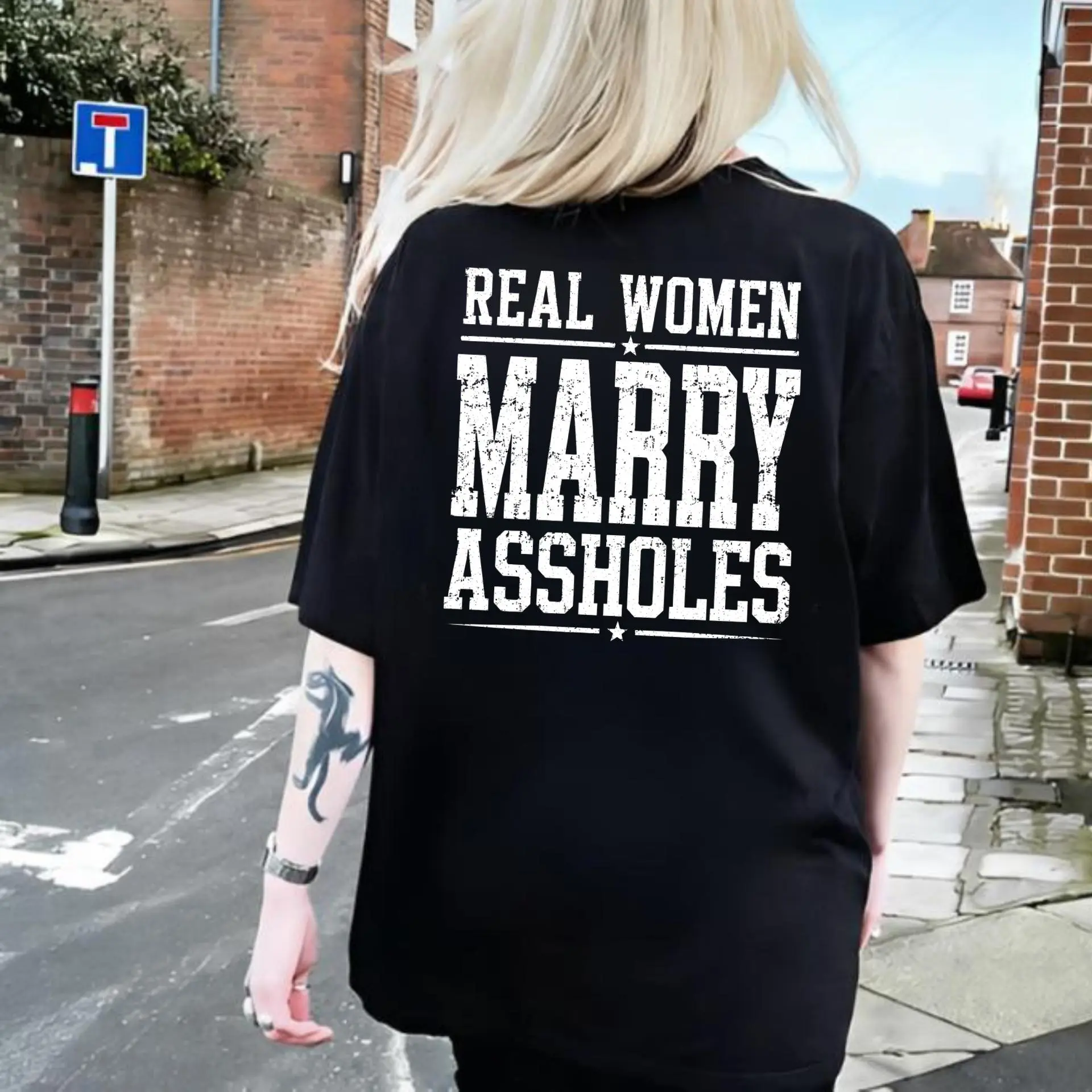 Real Women Marry Quote Shirt, Funny Marriage Humor Tee, Wife Gift Graphic T-Shirt