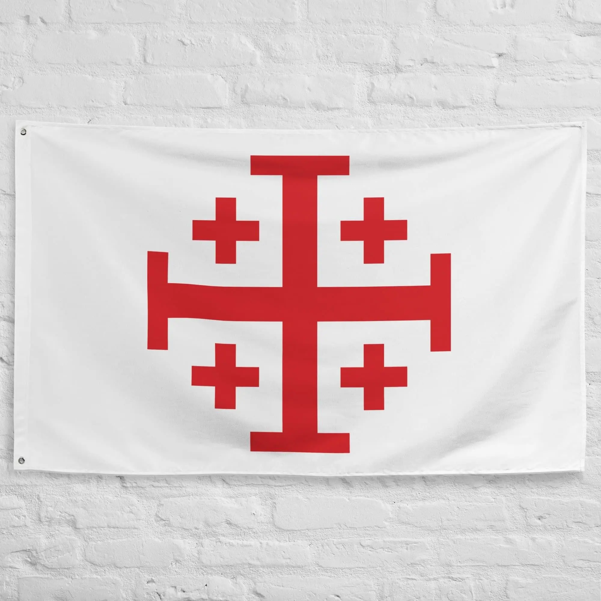 Holy Sepulchre of Jerusalem Cross Flag: Catholic Polyester Banner Holy Sepulchre of Jerusalem Cross Flag: Catholic Polyester Banner