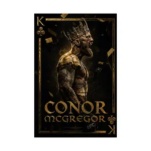 Conor McGregor King Card Poster, Black Gold Fighter Wall Art, Luxury Combat Sports Room Decor