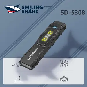 【SD-5308】smilingshark multi-function flashlight, made of ABS + aluminum alloy, built-in 1000 mAh battery, multiple gear adjustments, small and portable, illuminates the road ahead at night.