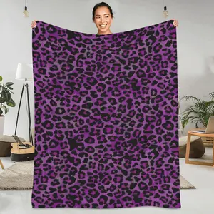 Purple Leopard Soft Durable Blankets Skin Wildlife Airplane Travel Throw Blanket Winter Cute Flannel Bedspread Sofa Bed Cover