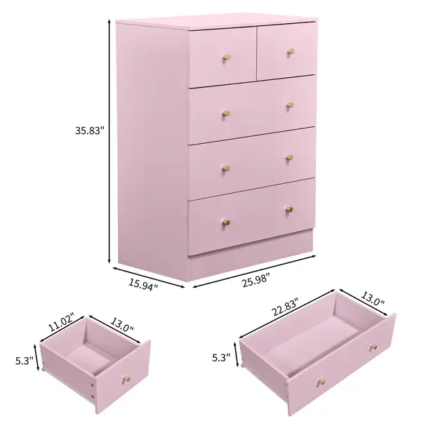 Pink-5 Drawers