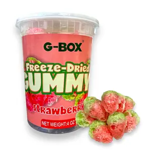 G-BOX 4 OZ Freeze Dried Strawberry Gummies, TikTok Trend Items, Freeze Dried Candy, Freeze Dried Strawberries, Freeze Dried Strawberry Gummy Air-tight Sealed in a Deli Container