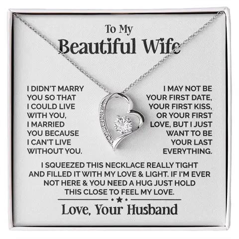 To My Beautiful Wife Heart Necklace Gift To My Wife Necklace From Husband With Heartfelt Message, To My Soulmate Necklace For Women, Necklace For Wife From Husband, Soulmate Gifts For Her, Birthday Gifts For Wife, Wife Birthday Gift Ideas