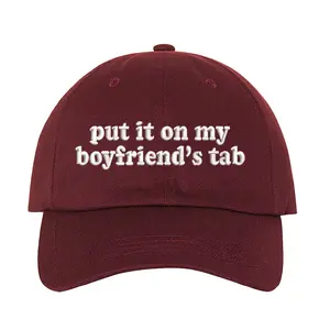 Put It On My Boyfriend's Tab  Embroidered Baseball Hat – Funny Adjustable Cap for Girlfriend