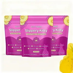 Limited time sale,3XX Slippery Kitty Feminine Probiotic + Moisture Gummies - All inOne Solution with Slippery Elm 60 Count ,Pineapple Flavor, Natural Probiotic Supplement, feminine gummies, ph balance gummies