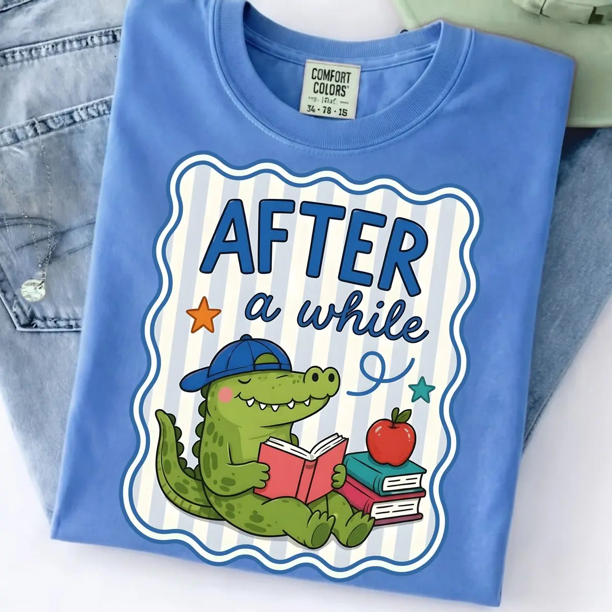 Comfort Colors Back to School Teacher Shirt - Cute Cartoon Animal Grade School T-Shirt, Funny See You Later Alligator Faculty Tee, Retro Kindergarten Elementary Teacher Team Graphic Clothes, Unisex Casual Oversized Top