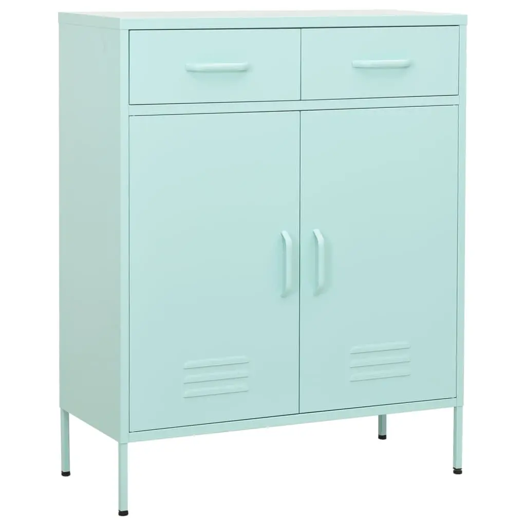 vidaXL Storage Cabinet Home Indoor Living Room Office with Adjustable Shelf Leveler Display Book Side Cabinet Furniture Mint 31.5" Steel 336158