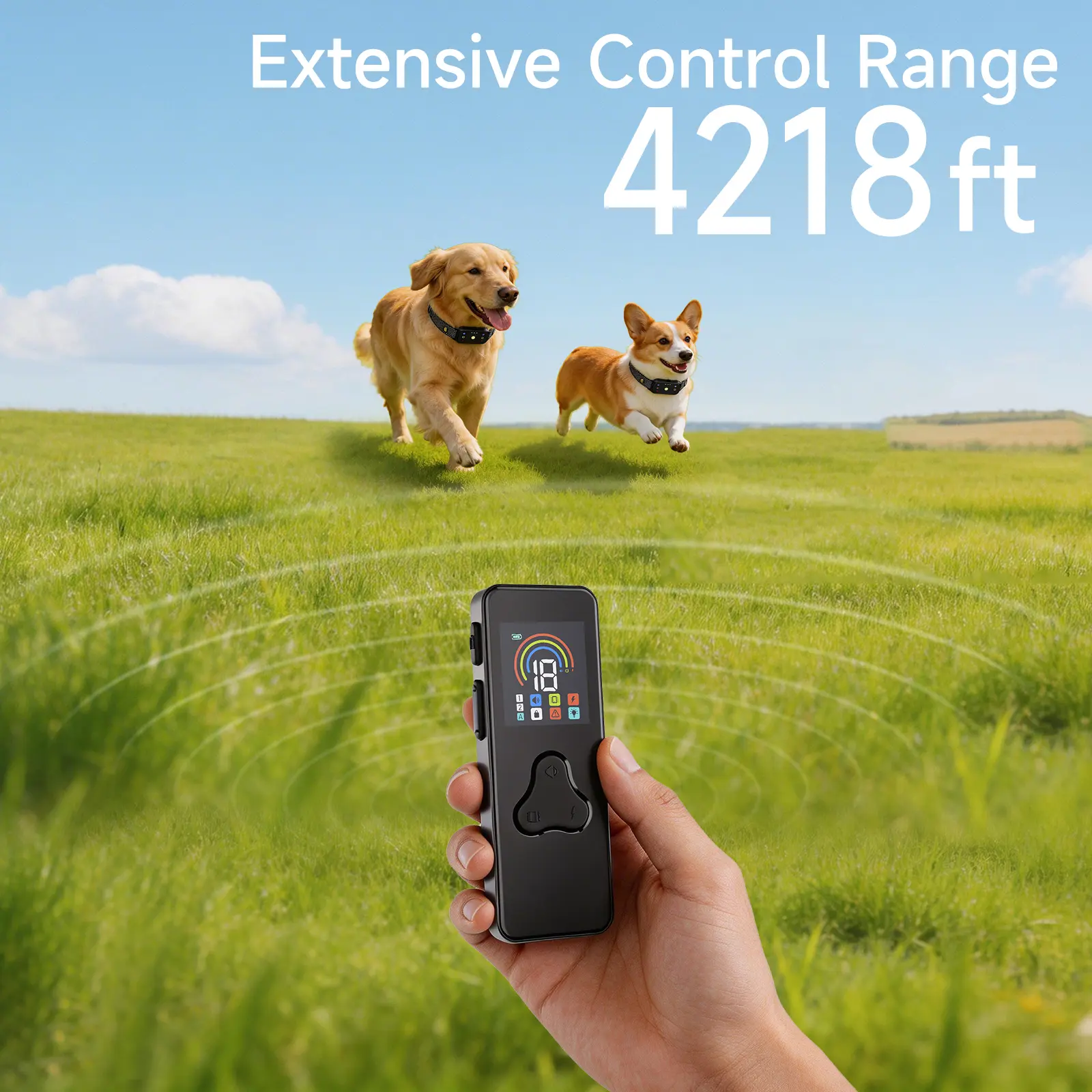 Dog Training Remote Collar - 4218FT Range, 4 Training Modes, Waterproof, Compatible with 2 Dogs
