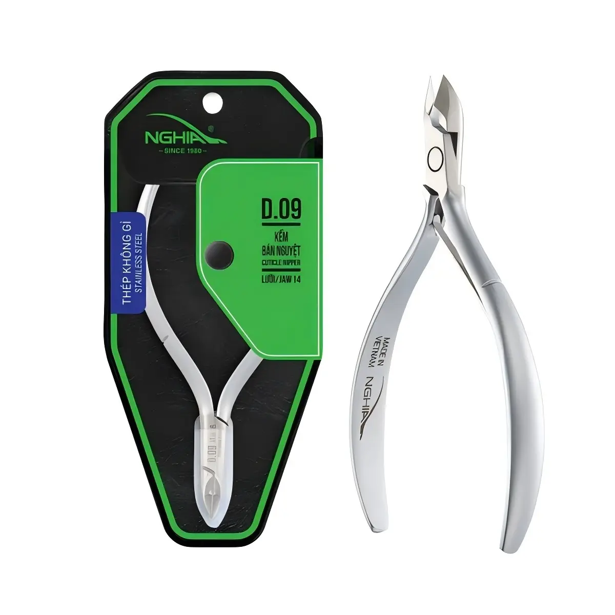 NGHIA D-09 Cuticle Nipper, Sharp 14-Jaw Stainless Steel Manicure Tool with Ergonomic Design for Professional Salon and Home Nail Care, Nail Clippers