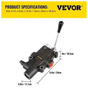 VEVOR Hydraulic Directional Control Valve, 1 Spool Hydraulic Spool Valve, 21 GPM Hydraulic Loader Valve, 3600 PSI Directional Control Valve, Hydraulic Valves And Controls For Tractors Loaders Tanks