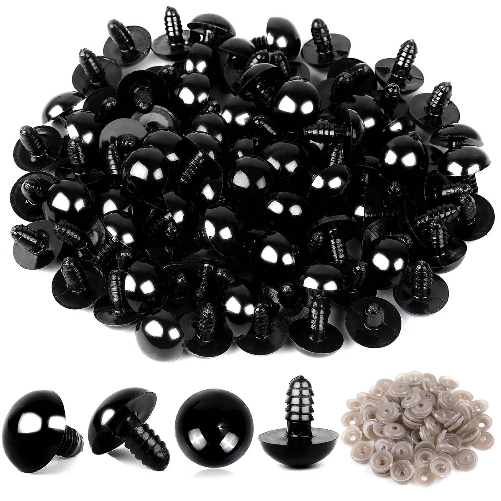 200-Piece Glossy Finish Plastic Safety Eyes Crochet Set with Backs & Washers - 6mm/0.24In for Adults' DIY Crafts, Leisure & Outdoor Recreation Equipment (Sports & Outdoor Category), 200 Pieces