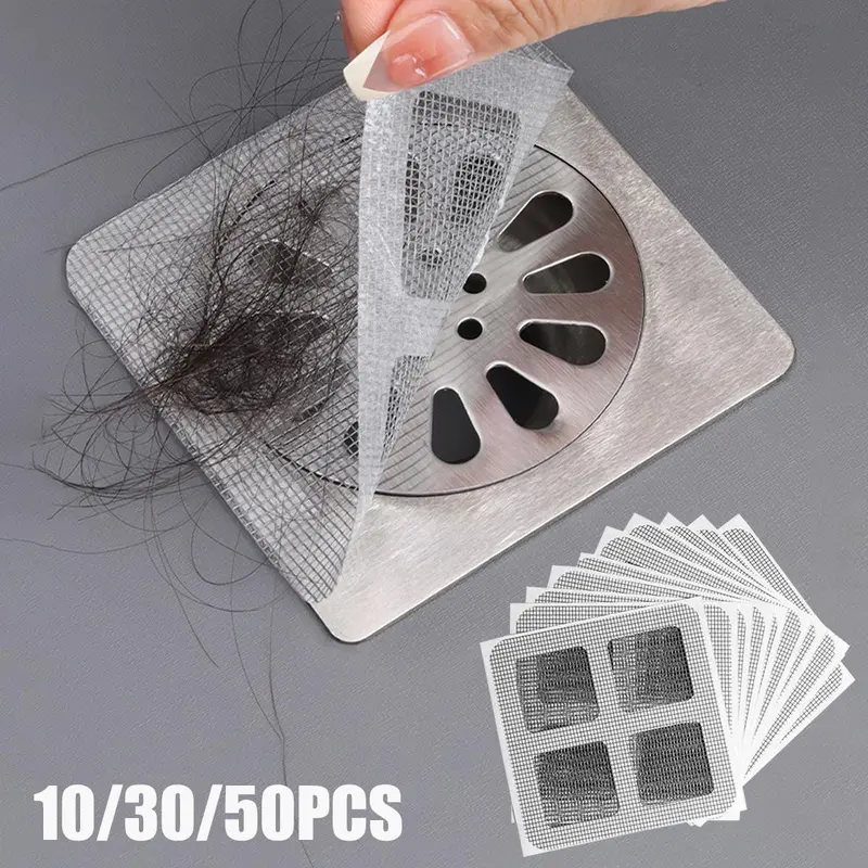 50pcs Disposable Sewer Filters, Drain Cover, Hair Blocker & Bug-Proof Patches, For Toilet, Bathroom Sink & Floor Drain, Long-Lasting, Easy Installation, Quick Drain Maintenance, Bathroom Accessories, Household Bathroom Gadget