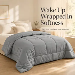 Must-Have Bedroom Upgrade! Box Stitched Anti-Clumping Comforter, Lightweight Breathable Duvet Blanket, All Season Use Multiple Sizes & Colors