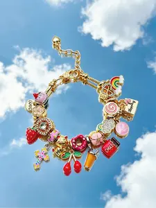 Dopamine Cute Beaded Bracelet, Candy Rainbow Girl Style Gift Bracelet, Donut Chocolate Cherry Elements DIY, Perfect for Daily & Special Occasions，Ideal for Gift