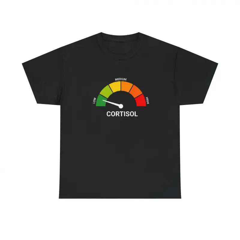 Low Cortisol Level  Cotton Gauge Tee |     Hormone Meter T-Shirt Rifle Grunge Graphic Album Jacket with Team Logo "Don't Like Me" Hoodie Western Truck Pullover Unisex Oversized Hooded Back Print Washed Full-Zip Heated Pink Pattern