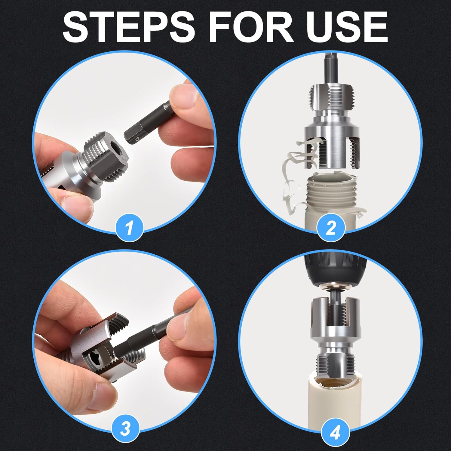 2PCS PVC Pipe Threader Kit - Dual-Function Internal & External Pipe Threading Tool for 1/2"& 3/4" PVC/Plastic Pipes