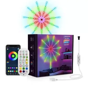 Smart Firework LED Lights USB Powered Room Decor,Color Changing Fireworks LED Lights for Bedroom withLaunch Cool Effect, RGB LED Strip Lights Remote AppControl for Various Holiday Decorations Party Decor,St. Patrick's Day Decor