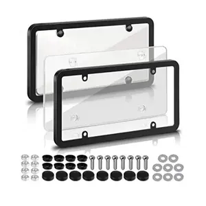 License Plate Frames 2 Pack Stainless Steel License Plate Holders Universal Fit for US Cars 4 Holes No Obstruction to Plate