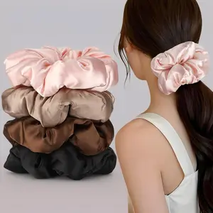 4 Pack Large Satin Scrunchies for Thick Hair - Silk Pillow Scrunchies, Gentle Ponytail Holders for Women & Girls.No Breakage, Perfect for Sleep & Everyday Style