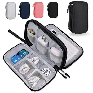 Travel Cable Organizer Pouch Electronic Accessories Carry Case Portable Waterproof Double Layers All-in-One Storage Bag for Cord, Charger, Phone, Earphone