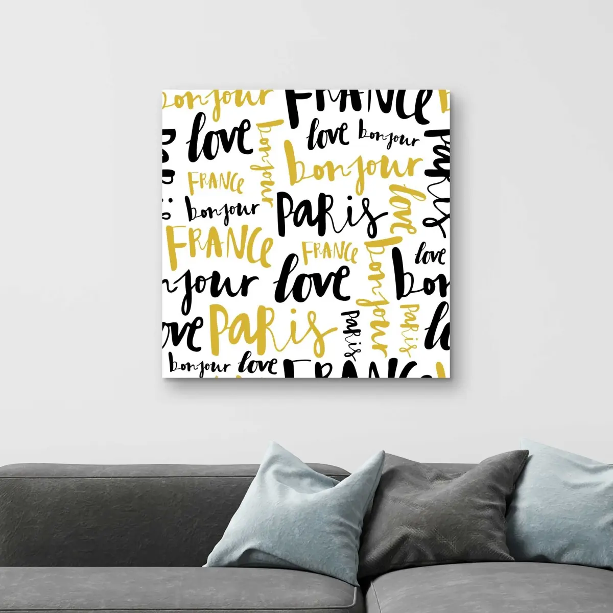212 MAIN 32x32 in. Artistic Parisian Charm Bold Graphic Text Wall Art - Decorative Inspirational Gold Typo & Symbols Accent Wall Decor for Home Use