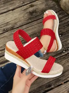 Women's New 2026 Casual Fashion Thick Sole Sandals, Blue Colors, Textile Upper, Open Toe Party Shoes Footwear