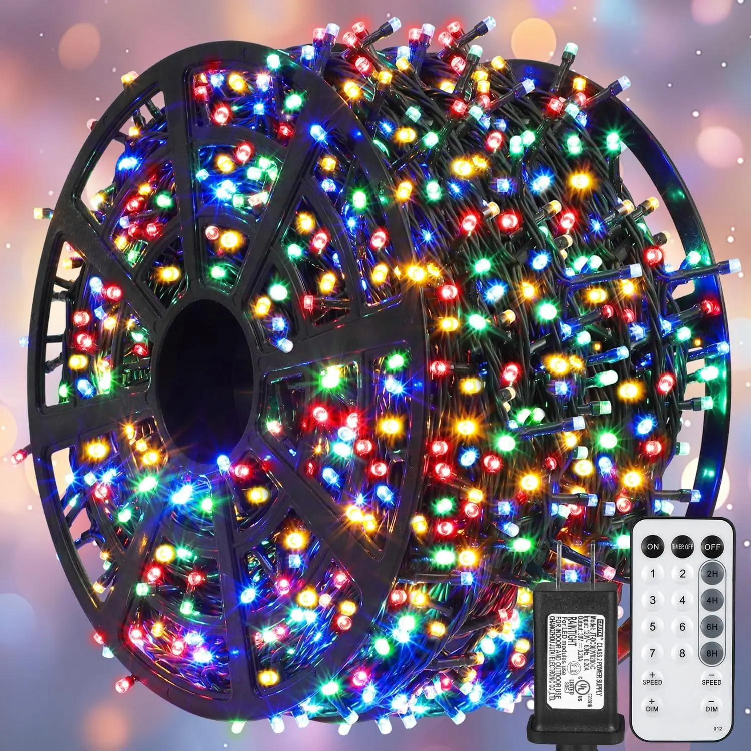 328 FT 1000 LED Christmas Lights, 8 Lighting Modes with Remote & Timer Christmas Tree Lights, Waterproof Fairy Lights For Outdoor Bedroom Backyard Tree Wall Christmas Decoration (Multicolor)