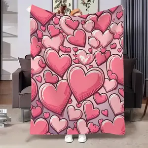Valentine's Day love blanket for girlfriend sweetheart, pink red warm comfortable plush blanket