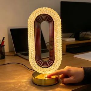 Crystal Table Lamp with Adjustable Brightness Button, Acrylic Base, Decorative Night Light for Bedroom/living Room/party/dinner, Creative Gift Idea